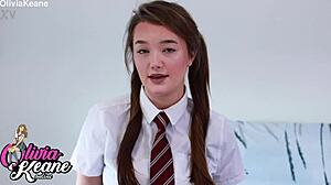 cheeky british student in lingerie mocks your tiny cock with joi commands