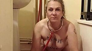 Milf slave eats from dog bowl humiliated with buttplug dirty talk pov