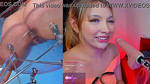 colombian slut moans as machine sucks and vibrator pounds pussy