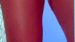 college desi in sexy dress and sneakers fucks glass dildo deep