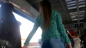 Wow, watch that huge ass shake in HD upskirt outdoors!