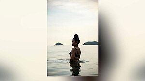 can you resist her perky tits and big ass in tropical photoshoot seduction?