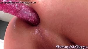 tgirl crossdresser small tits solo lingerie dildo jizz fetish