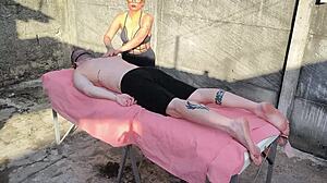 wet milf mommy gets outdoor massage turning into bareback pussy pounding
