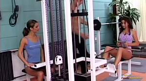 Two Slim Brunettes Fuck Gym Instructor in Steamy Threesome