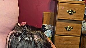 Milf gulps down hot piss stream during intense golden shower fetish play.