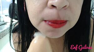 brazilian milf deepthroats with passion in homemade clip