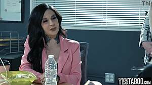 big tits milf steals teen secretary for hot lesbian licks 👅💦