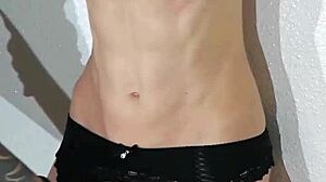 submissive redhead bound to machine squirts from rough whipping clamps