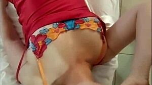 french slut in satin dress heels deepthroats pov doggystyle