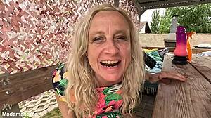 hot latex dildo stretches my prolapsed pussy on summer days