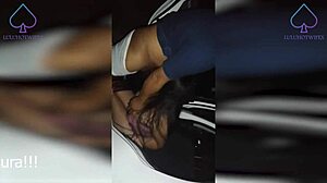 Neighbor dogging creampie in car while cuckold husband watches