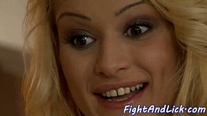 lesbian babes wrestle licking fingering pussies to orgasm