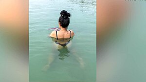 can you resist her perky tits and big ass in tropical photoshoot seduction?