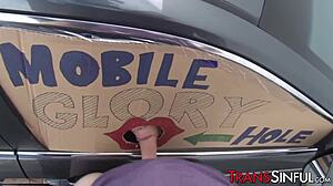 Sexy Stockings Tranny Morena Black's Sticky Facial Cum