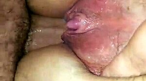 Chubby wet pussy creams hard during intense homemade fucking