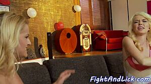 lesbian babes wrestle licking fingering pussies to orgasm