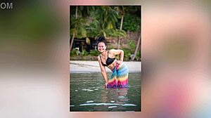 can you resist her perky tits and big ass in tropical photoshoot seduction?