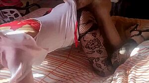 French Amateur Satin Panties Red Dress Fishnets Heels Doggystyle Blowjob Ass To Mouth