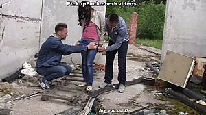 wanna see this adventurous brunette take a wild outdoor facial in group sex?