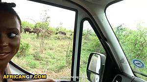 Cute Ebony Girlfriend Delivers Deep African Safari Road Head POV