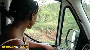Cute Ebony Girlfriend Delivers Deep African Safari Road Head POV