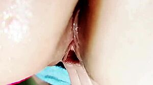 Mature Wife Fingers Shaved Pussy in Close-Up Exhibition