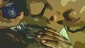 ebony pussy takes wet dildo and tongue team tag