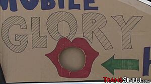 Sexy Stockings Tranny Morena Black's Sticky Facial Cum