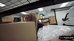 Sneaky Warehouse romp with hot teen coworker spirals out of control