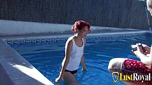 SKINNY REDHEAD JUSTINE RIDES COWGIRL THEN ASS-FUCKED DOGGYSTYLE CUMSHOT!