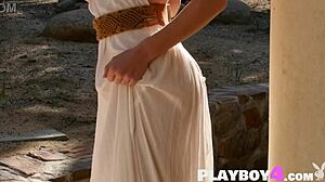 hot lindsay marie strips lingerie bares big ass