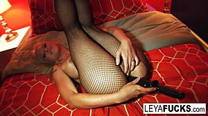 Blonde Babe Suggests Giant Black Toy Deep In Tight Ass