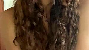 hot cute babe rams huge black dildo into her super tight pussy