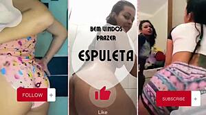 Novinha Safada Smokes While Flashing Natural Latina Tits