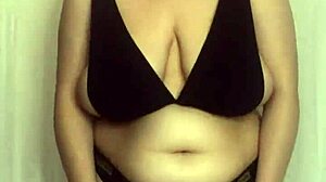 chubby bbw tries on tight bikini bras boobs spilling