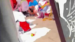 Big ass Mexican in jeans at tianguis market