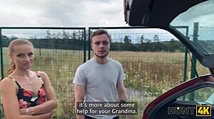 Red Riding Hood Sucks and Rides Pickup Stranger's Huge Cock Outdoors