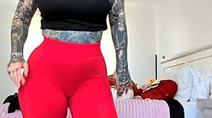 melody radford milf sheer gym leggings expose huge fake tits close-up