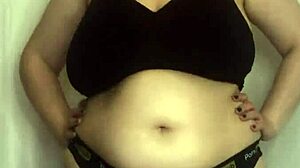 chubby bbw tries on tight bikini bras boobs spilling