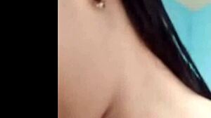 filipina shaves small tits then masturbates in shower!