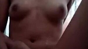 filipina shaves small tits then masturbates in shower!