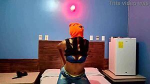 Masked Brunette Stepsis Shakes Hips Naked in Hotel