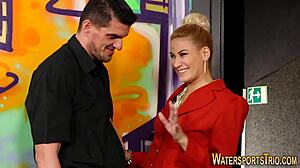 SPUNKED SLUT DRENCHED IN GOLDEN SHOWER CUM FETISH!