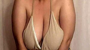 chubby bbw tries on tight bikini bras boobs spilling