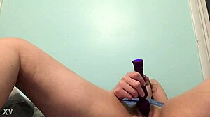 Petite blonde teases in solo masturbation play