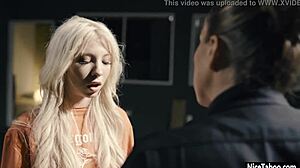 petite blonde thief trapped by dirty cop milf's grip