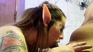 halloween elf deepthroats black dick sloppy in homemade latina style