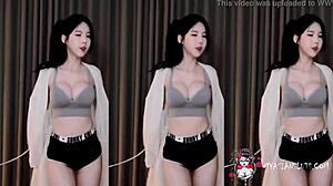 sexy korean striptease dance turns into hot blowjob