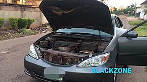 Stranger fixes her car then enjoys big ebony tits